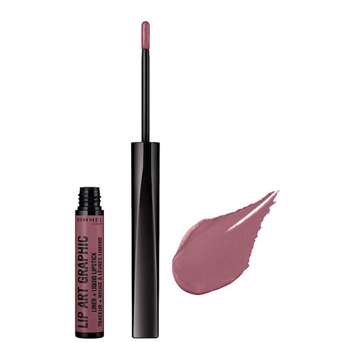 Rimmel Lip Art Graphic Liner and Matte Liquid Lipstick, 220 Vandal, 1.8ml