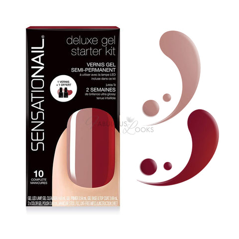 SensatioNail Value Double Deluxe At-Home Starter Kit Macchiato & Royal Ruby, Nude gel polish, Red Gel Polish 73062