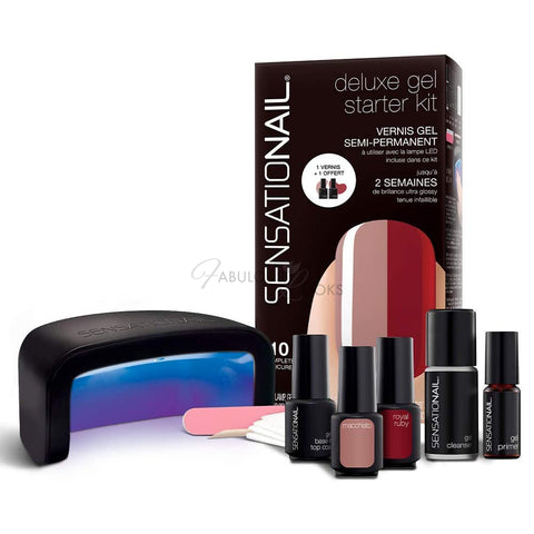 SensatioNail Value Double Deluxe At-Home Starter Kit Macchiato & Royal Ruby, Nude gel polish, Red Gel Polish 73062