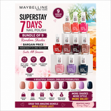 Maybelline Superstay 7 Days Nail Polish Bundle – 9 Random Shades Set | Long Lasting, Chip Resistant, High Gloss Finish | Bargain Value Multi-Pack