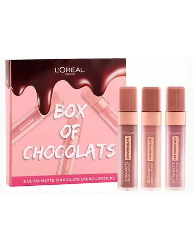 L’Oreal Box of Chocolates 3 x Ultra Matte Liquid Lipstick Giftset NEW SEALED BOX