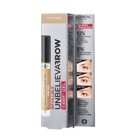 L'Oreal Paris UnbelievaBrow Long-Lasting Eyebrow Gel, Smudge-Proof, Transfer-Proof, Waterproof, 7.0 Blonde