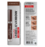 L'Oreal Paris UnbelievaBrow Long-Lasting Eyebrow Gel, Smudge-Proof, Transfer-Proof, Waterproof, 3.0 Brunette