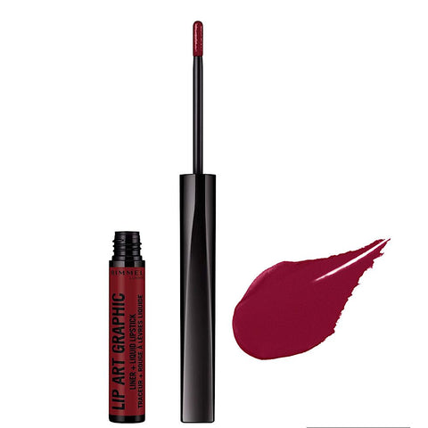 Rimmel Lip Art Graphic Liner and Matte Liquid Lipstick, 810 Be Free, 1.8ml
