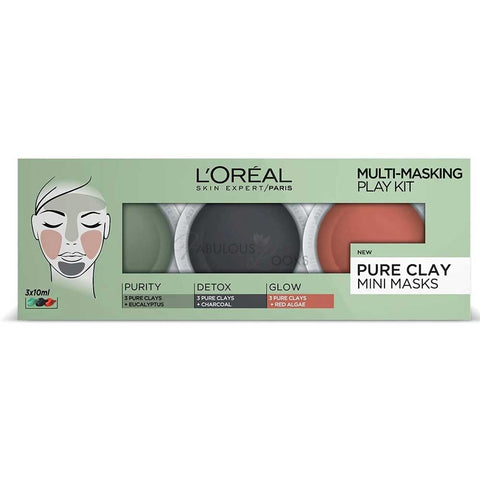 L'Oreal 3 Pure Clays Multi-Masking Face Mask Play Kit, 3 x 10ml