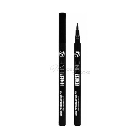 W7 Extra Fine Eyeliner Felt Pen - Black Waterproof Thin Tip Eye Liner