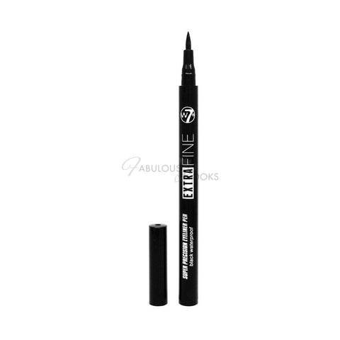 W7 Extra Fine Eyeliner Felt Pen - Black Waterproof Thin Tip Eye Liner